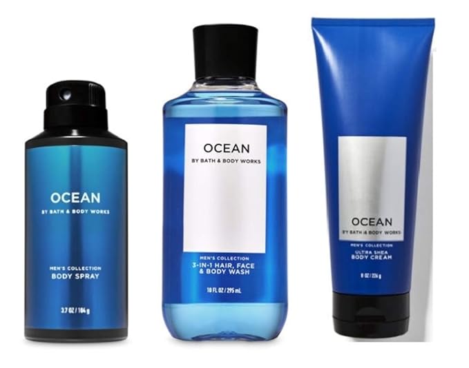 Bath and Body Works - Ocean - For Men - 3 pc Bundle - (2020 Edition)