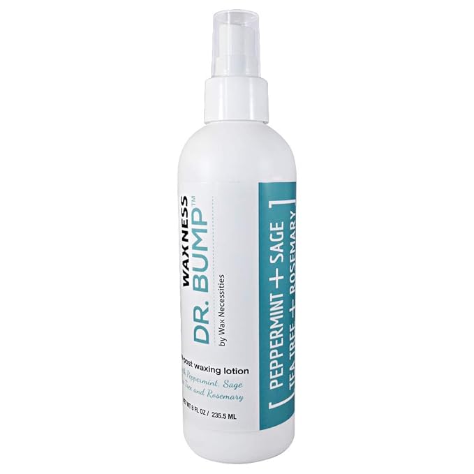 Waxness Wax Necessities Dr Bump Natural Pre Post Lotion with Peppermint Sage Rosemary and Tea Tree 8 Ounces