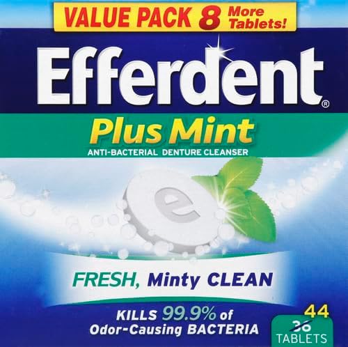 Efferdent Denture Cleaner Tablets – Dental Appliances, Aligners, Mouth Guard, and Retainer Cleaner Tablets, Minty Fresh & Clean, 44 Count (Pack of 6)