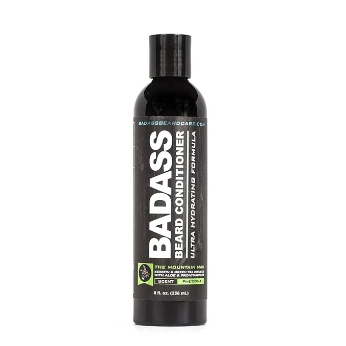 Badass Beard Care Beard Conditioner For Men - THE MOUNTAIN MAN, 8oz - Made of Natural Ingredients for A Healthy, Soft, & Itch Free Beard and Mustache
