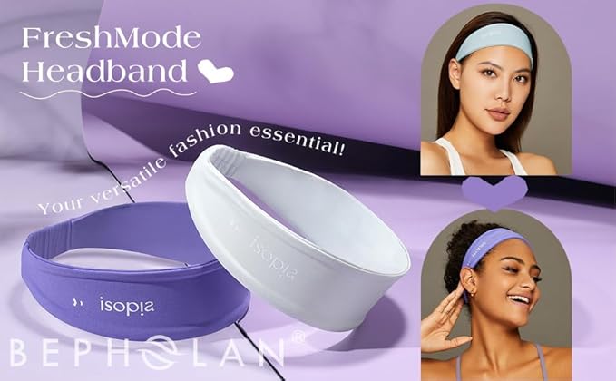 BEPHOLAN Eyelash extension isolation headband, purple headband Sport Headbands for Women, Elastic Soft Fabric Non-Slip Hair Bands Hair Warp for Daily Workout Yoga Running Sports