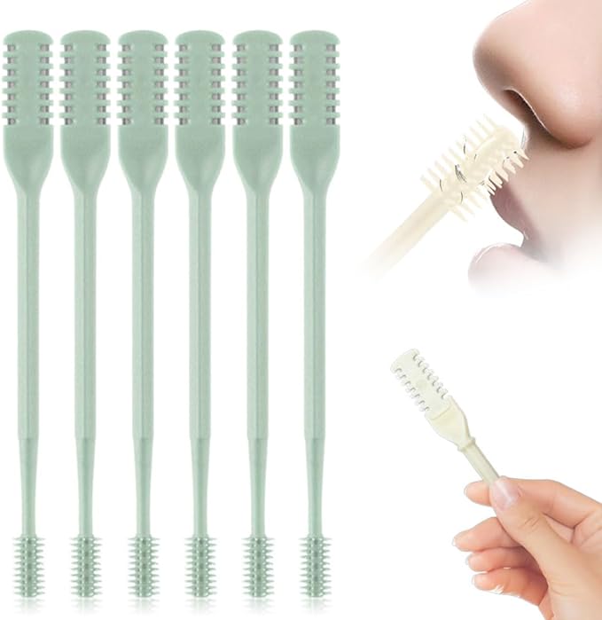 Nasal Hair Cutter, 2026 New Portable Manual Nose Hair Trimmer for Men Women, Double Sided 360° Rotating Nose Hair Remover Grooming Tool Travel Essentials (Green, 6 Pcs)