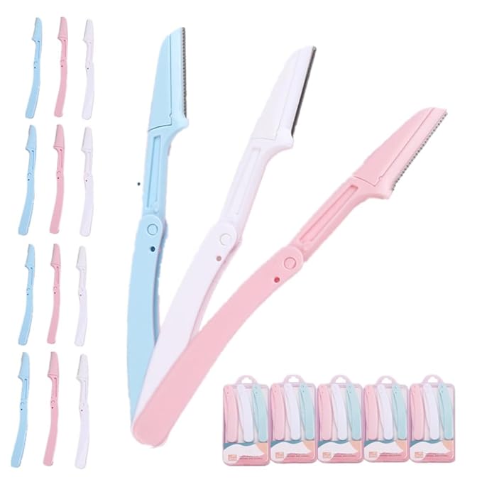 Dermaplane Razor for Women Face - 15pcs Facial Hair Remover & Eyebrow Razor | Painless Face Razors for Women with Travel Case | Gentle Exfoliation & Peach Fuzz Removal Tool