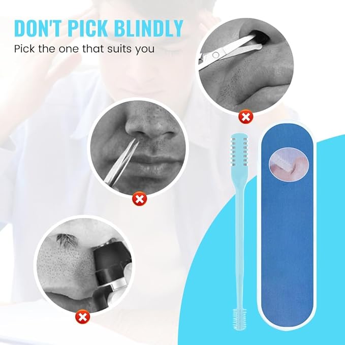 2-in-1 Nasal Hair Cutter, Dual Head Nasal Hair Trimmer, 360° Rotation Nose Hair Cutter, Pain-Free Nostril Hair Remover, Easy to Clean Grooming Tool for Women Men (Beige, 12pcs)