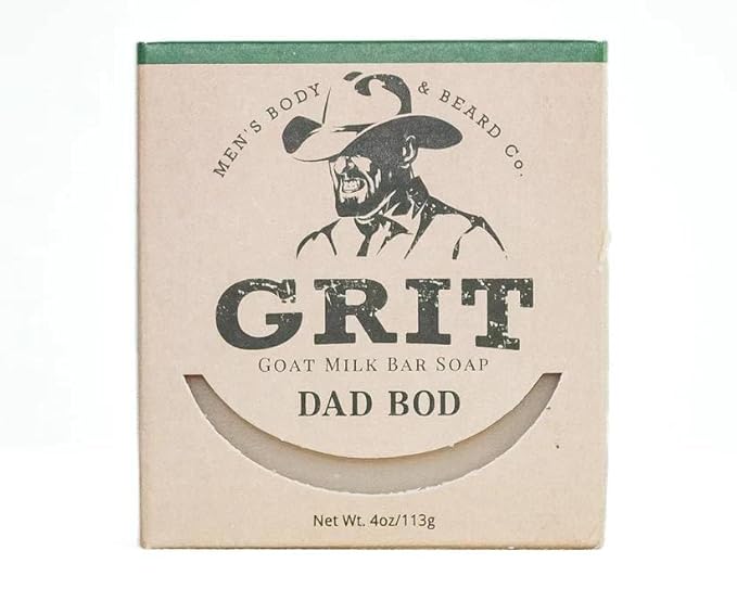 GRIT Goat Milk Soap Bar Dad Bod | Dye-Free Soap Bar | Enriched with Nourishing Goat Milk | 4 oz