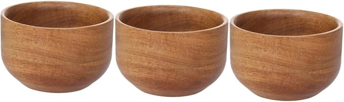 Angoily 3pcs Wooden Shaving Bowl for Men Facial Cleansing Shave Soap Bowl Home Bathroom Accessory