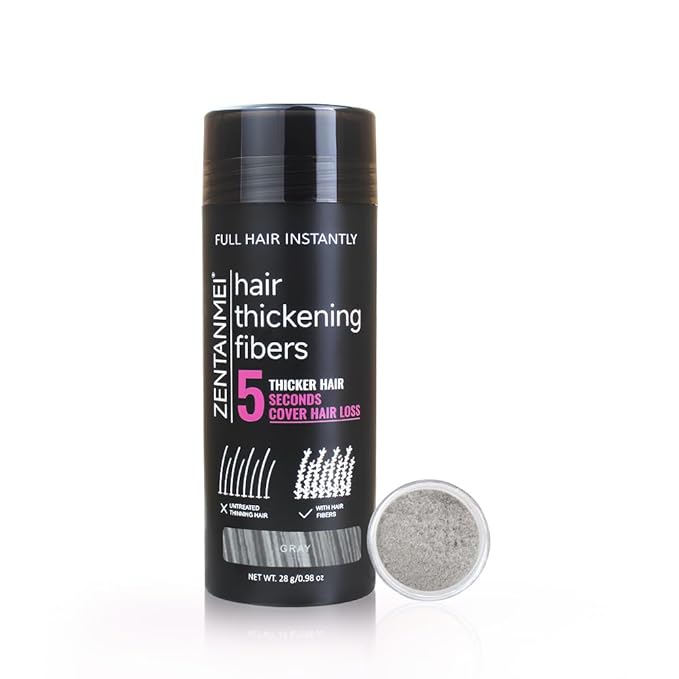Hair Fibers for Thinning Hair for Women All-Natural Hair Building Fibers 0.98 Oz Hair Volume Powder Bald Spot Cover Up for Men & Women (Gray)