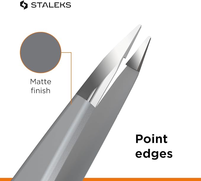 Staleks Pro EXPERT 10 Eyebrow Tweezers Type 5 – Pointed Tips – Stainless Steel – For Ingrown Hair and Spot Eyebrow Correction