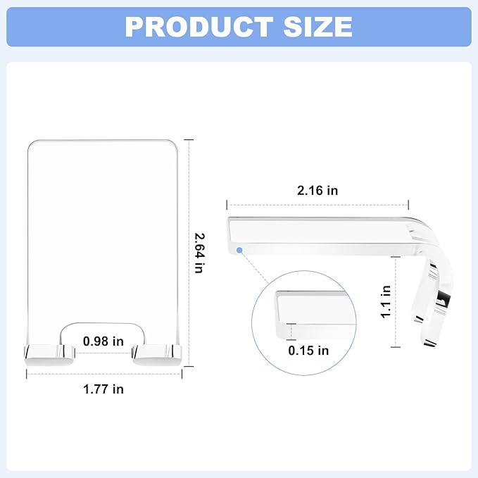 VIS'V Adhesive Razor Holder, Wall Mount Shower Razor Hooks for His and Hers, Acrylic, Waterproof, Clear, 2 Pcs