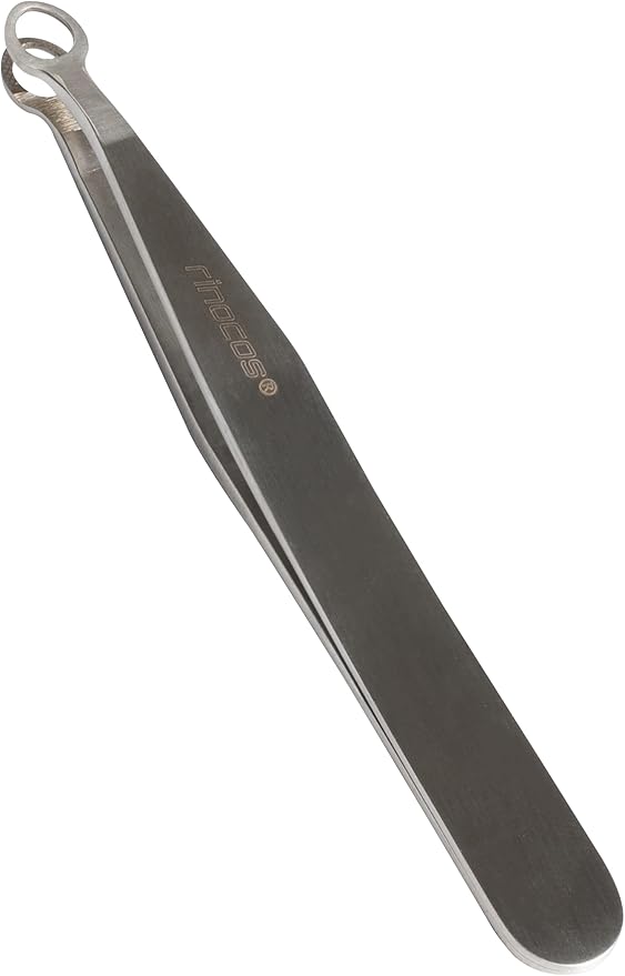 [Premium Hand-Made] Round tip Tweezers, 304 Surgical-Grade Stainless Steel for Safety, Precision, hair tweezers for plucking, Facial Hair for Men & Women, Trim (Silver)