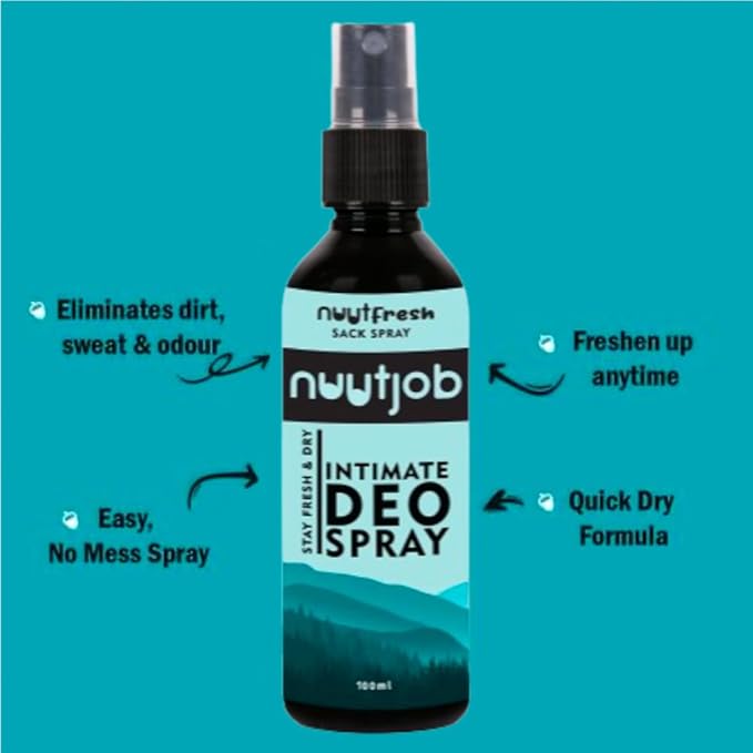 NuutFresh Intimate Deo Spray for Men 3.38 fl oz | Sack Deo Spray | Tea Tree, Witch Hazel & Green Tea Extract | Alcohol Free | Controls Sweat & Odour | For Men-Boys