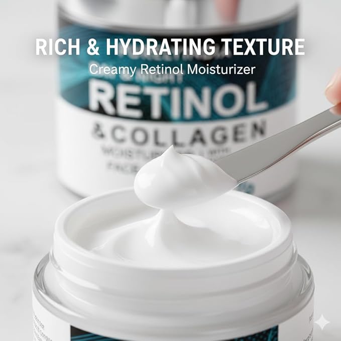 Retinol Cream for Face – Anti-Aging Moisturizer to Reduce Wrinkles & Fine Lines – Hydrating Retinol Night & Day Cream for Smooth, Firm Skin