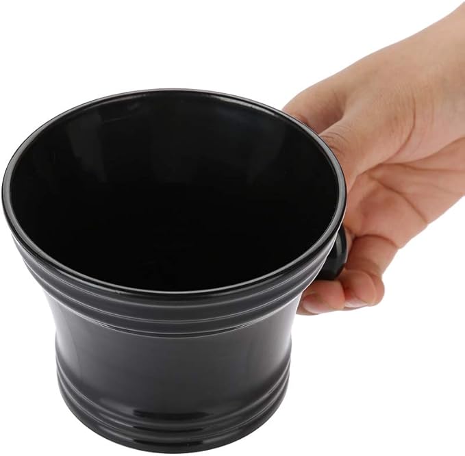 HURRISE Shaving Soap Bowl, Shave Mug For Shave Cream Foam Shaving Cream, Plastic Shaving Soap Bowls for With Handle(Black)