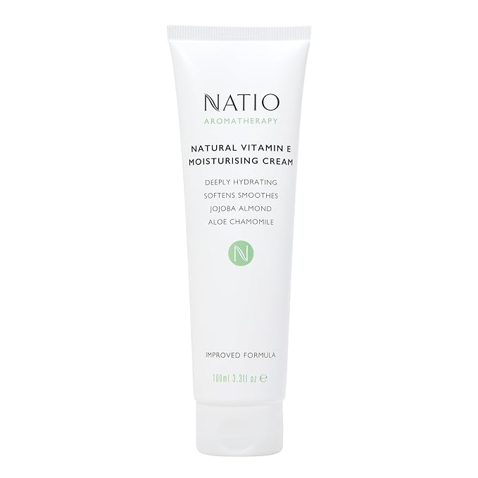 Natio Australia Aromatherapy Natural Vitamin E Moisturizing Cream, 3.4 oz - Non-Greasy Aloe Vera Face Moisturizer - Deeply Hydrating Face Cream