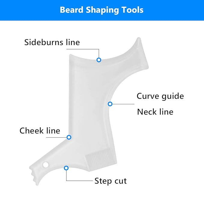 Ahier Beard Shaping Tools, 5-in-1 Beard Shaping Set with Straight Edge Razor and 10 P blade, Barber Pencil, Beard Trimming Scissors, Gift for Men