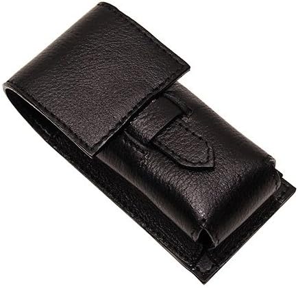 Parker Genuine Leather Shaving Brush Case – Handmade Black Travel Holder for Standard Badger, Boar & Synthetic Brushes