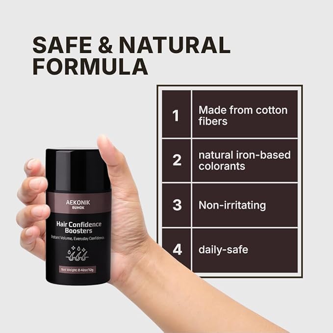 Hair Fiber for Thinning Hair – Natural, Cruelty-Free Hair Building Fibers, Instant Volume, Conceals Bald Spots, Waterproof, Hypoallergenic, For Men & Women, All Hair Types, 0.42oz