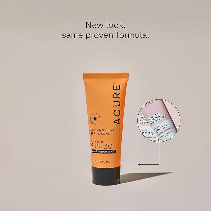 Acure Seriously Soothing SPF 30 Day Cream - Face Moisturizer with SPF 30, Anti Aging Zinc Oxide Sunscreen, Hydrating Face Cream, Daily Facial Care for Women & Men with Niacinamide, Vegan - 1.7 fl oz