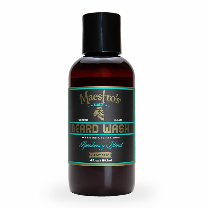 Maestro's Classic BEARD WASH | Anti-Itch, Deep Cleaning, Non-Drying, Fully Hydrating Gentle Cleanser For All Beard Types & Lengths- Speakeasy blend, 4 Ounce