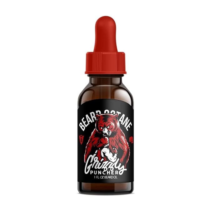 Beard Octane: Grizzly Puncher - Natural Beard Oil w/Argan Oil - 1 Oz - Promotes Healthy Softer Beards - Made in USA - Premium Handcrafted Beard Care
