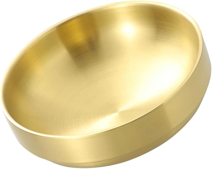 STOBAZA Men’s Shaving Soap Bowl 304 Stainless Steel Foaming Bowl Gold for Facial Cleansing Barber Shaving Supply and Daily Use