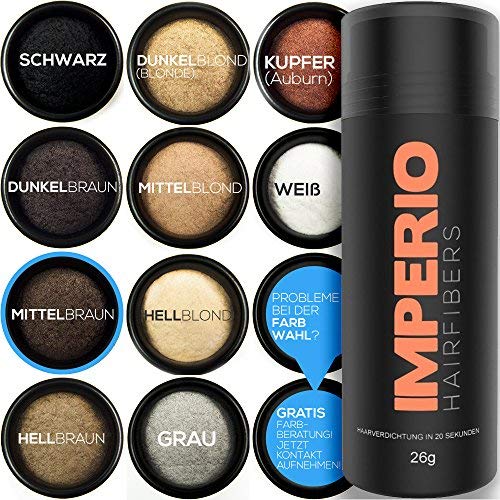IMPERIO Hair Building Fibers for Thinning Hair - 26g Premium Hair Fibers for Women & Men in Hairdresser Quality - Hair thickening in less than 20 seconds (Medium Brown)