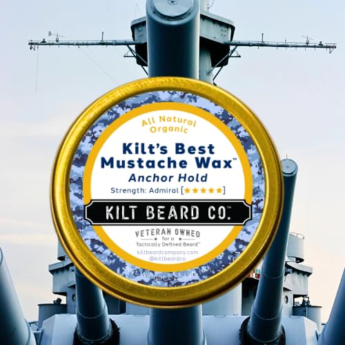 Kilt Beard Co.- Anchor Hold Mustache Wax- Extreme Hold for Competition & Precision Styling- Non-Sticky, High Heat Tolerance- Unscented, All-Natural & Organic- Beeswax & Carnauba Wax