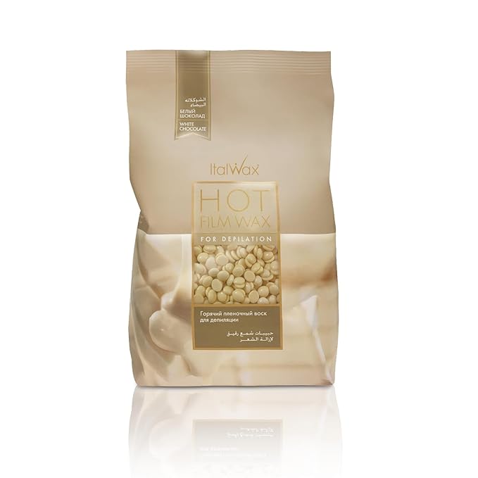 Italwax White Chocolate - 500g / 1.1lb - Hard wax beads for hair removal - Natural formulation ideal for all skin type - Vanilla aroma - Recommended for Bikini Area and Armpits