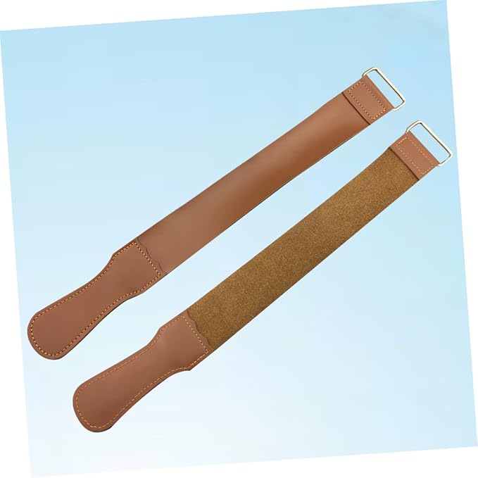 2pcs Razor Strop for Straight Razor Sharpening Durable Cowhide Polishing Cloth for Blades and Woodworking Tools