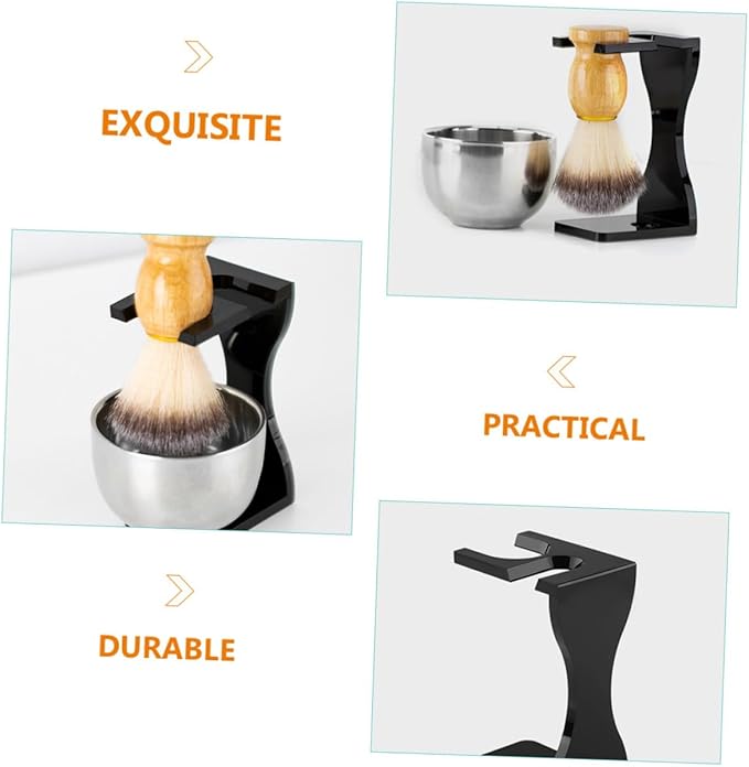 Men's Acrylic Shaving Brush Stand with Practical Shaving Bowl for Beard Grooming Space-saving Razor Holder Easy Drying and Neat Organization Tool for Bathroom Counters