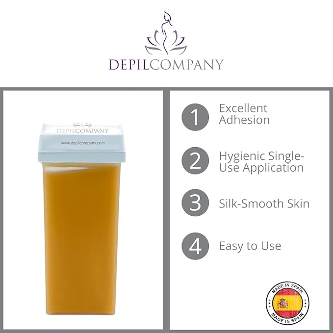 Depilcompany Roll on Gold Wax Cartridge, Hair removal for Women-men, Painless, Sensitive skin, With Titanium Dioxide, At Home Seft Waxing, Not include Wax Warmer and Strips, 110ml / 3.72oz (10 PACK)