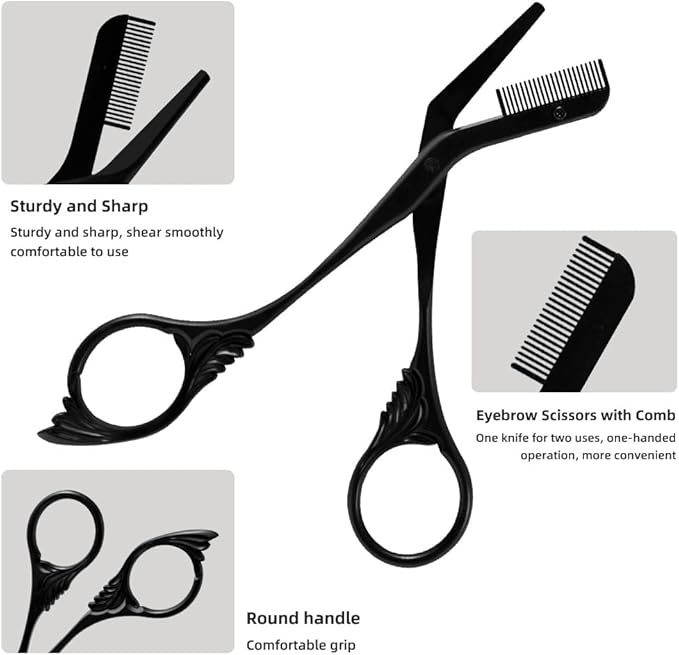 Eyebrow Scissors Trimmer with Comb Gift for Men and Women Stocking Stuffers