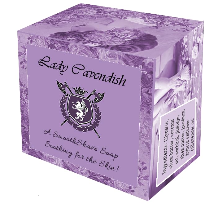 Lady Cavendish Lavender Shaving Soap with Shea Butter & Coconut Oil. Long Lasting 3.8 oz Puck Refill. Mens Shave Soap. All Natural. Rich Lather, Smooth Comfortable Shave. For Ladies and Gentlemen.