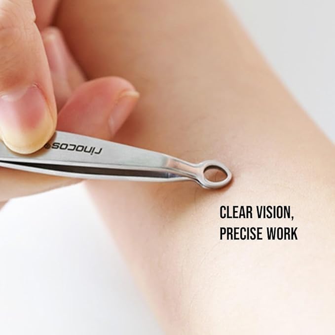 [Premium Hand-Made] Tweezers for women facial hair - Round tip Tweezers, Eyebrow Tweezers, 304 Surgical-grade Stainless Steel for Safety, Precision tweezers, Facial Hair for Men & Women