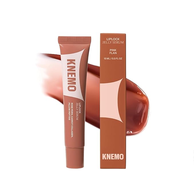 LipLock – Moisturizing K-beauty Vegan Lip Balm & Serum for Dry, Chapped Lips, Glossy Overnight Lip Mask with Rose PDRN, Carrot Collagen & Pillow Peptides (Pink Flan – Warm Taupe Tint)