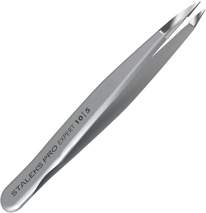 Staleks Pro EXPERT 10 Eyebrow Tweezers Type 5 – Pointed Tips – Stainless Steel – For Ingrown Hair and Spot Eyebrow Correction