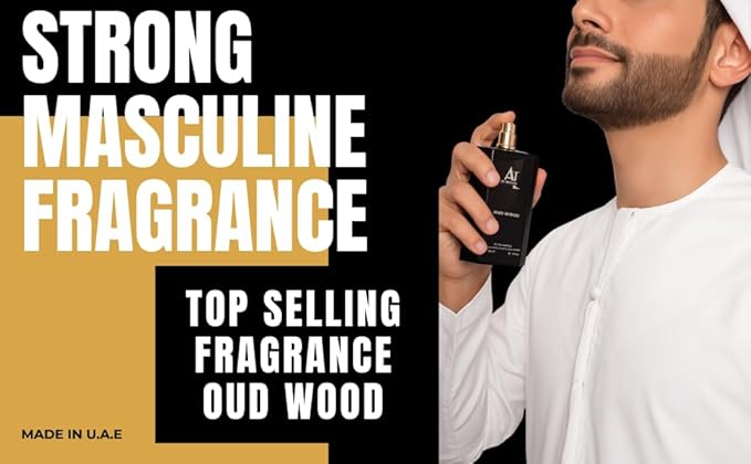 Oud Wood Perfume - Eau de Parfum 100 ml (3.4 Oz) Long Lasting Bold Men Perfume, Floral Woody Scent Arabian Cologne. Notes: Cardamom, Pink Pepper, Patchouli, Amber, Oud