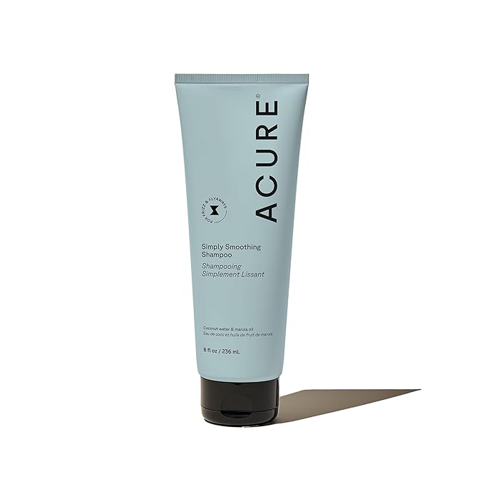 Acure Simply Smoothing Shampoo - Hydrating Anti Frizz Shampoo for Women & Men, Moisturize & Soften Frizzy, Dry, Damaged Hair & Scalp w/ Coconut Water, Vegan, Paraben Free, Sulfate Free - 8 fl oz