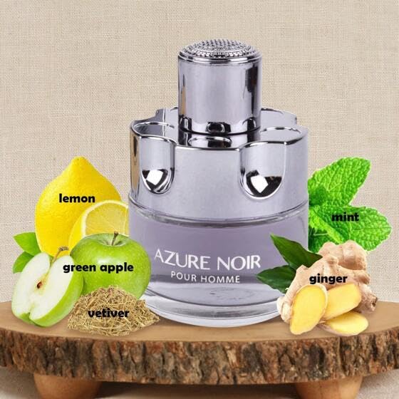 AZURE NOIR POUR HOMME Cologne Eau de Toilette Fragrance for Men 3.4oz/100ml, Natural Spray, Long Lasting