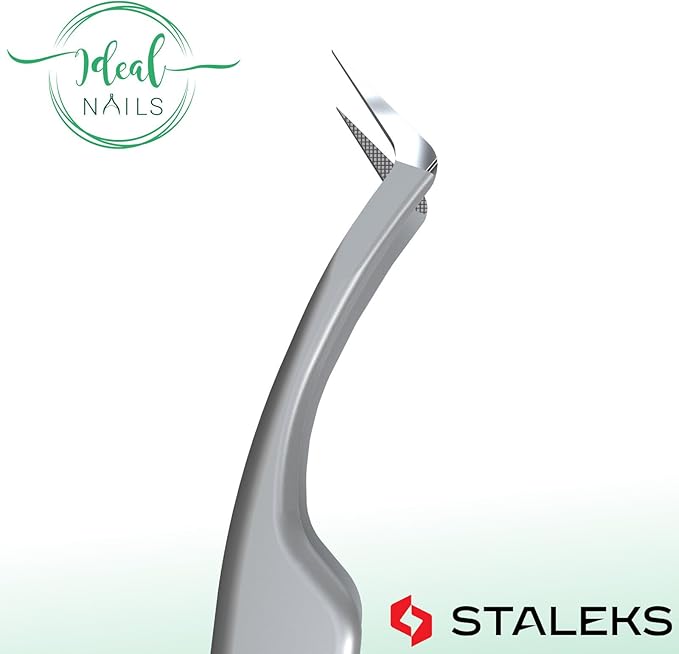 STALEKS PRO Expert 45 Type 2 Professional Eyelash Tweezers (L-Shaped 40°) – Stainless Steel with Nano-Notches for Volume & Mega-Volume Lash Extensions & Enhanced Visibility
