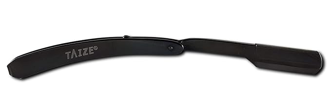 TAIZE - Straight Razor - Black Steel Titanium - 5'', with Free Pack of 100 Blades