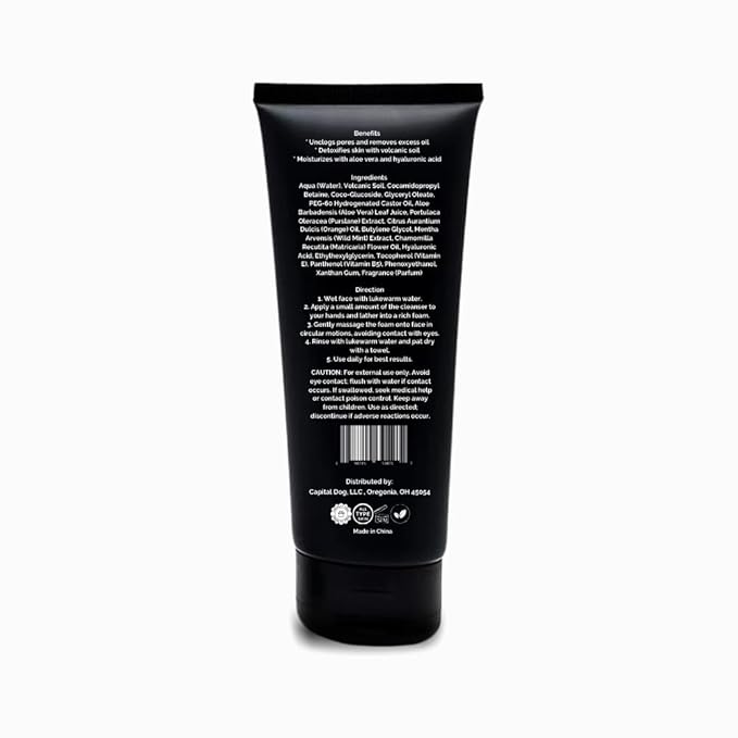 EMSEN & SESEN Men’s Face Wash Daily Cleanser Deep Cleansing & Hydrating for Oily Dry Sensitive Skin - Volcanic Soil Aloe Vera Hyaluronic Acid Panthenol - 3.4 oz