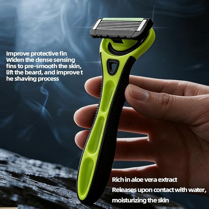 41 Pcs Razors for Men 6 Blade Sensitive Skin Shaving Razor Set Include 3 Non Slip Handles and 36 Refills Bonus Clear Shaving Case and a Wall Hook