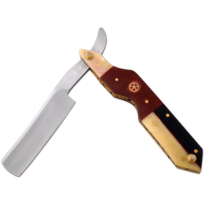 Straight Razor | Straight Edge-Razor Red Wood & Bone Handle- Sharp | High Hardness Stainless Steel Cutthroat Straight Edge Blade | Barber Razor (216)
