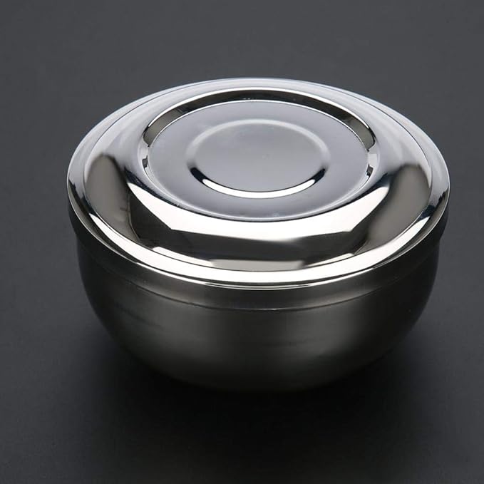 Universal Men Stainless Steel Beard Shaving Soap Bowl Shaving Mug Container With a Mirror
