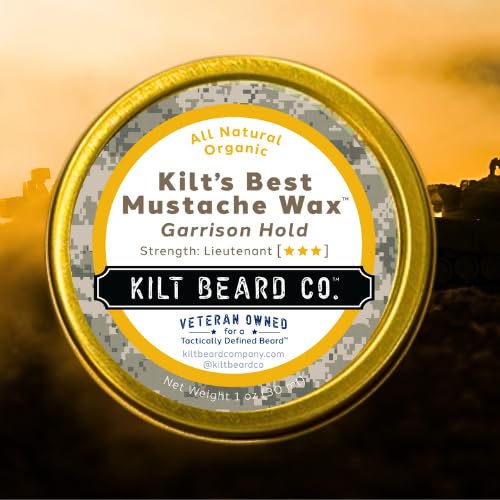 Garrison Hold Mustache Wax- Military- Grade Hold & Precision Styling- Non- Sticky, High Heat Tolerance- Unscented, All-Natural & Organic- Beeswax & Carnauba Wax