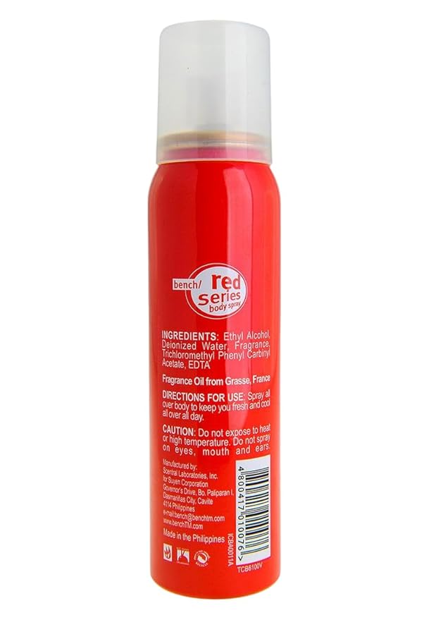 Bench Body Spray Red Series - Features Spicy and Woody Notes - Perfect for the Modern Man - 100 ml