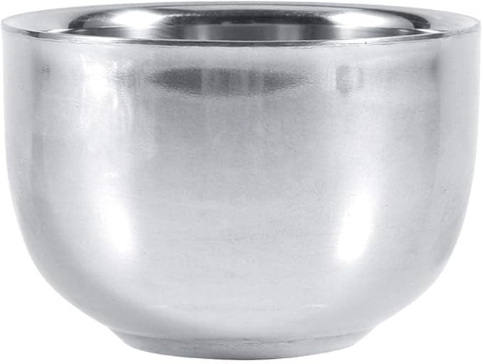 Agatige Shaving Bowl for Men, Double Layer Stainless Steel Shaving Lather Dish Soap Bowl Accessories for Barber Shops, Home, Business or Travel Use