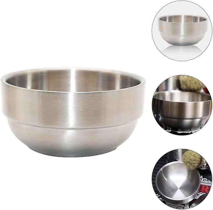 PRETYZOOM Beard Shaving Soap Bowl Stainless Steel Foaming Cup for Men with Brush Face Cleaning Mug Shaving Accessories