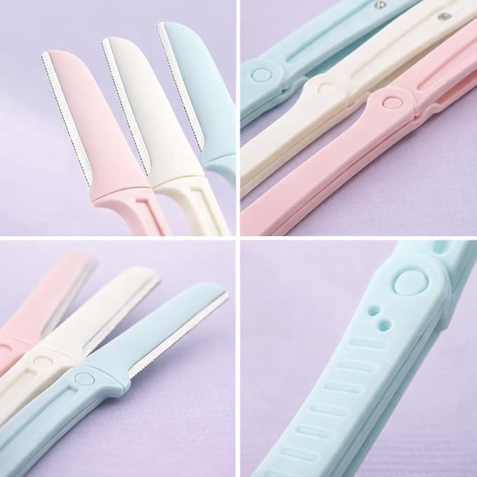 [Aesthetic Design] Folding Eyebrow Trimmer Set, a Must - have for Beginners, Anti - scratch Stainless - steel Women's Razor with Protective Net